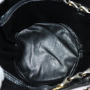 CELINE Chain Shoulder Bag Leather Black Gold Auth 110823-10