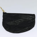 CELINE Chain Shoulder Bag Leather Black Gold Auth 110823-23