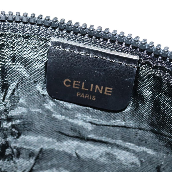 CELINE Chain Shoulder Bag Leather Black Gold Auth 110823