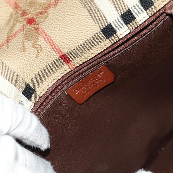 Burberrys Nova Check Shoulder Bag PVC Beige Brown gold Auth 110829