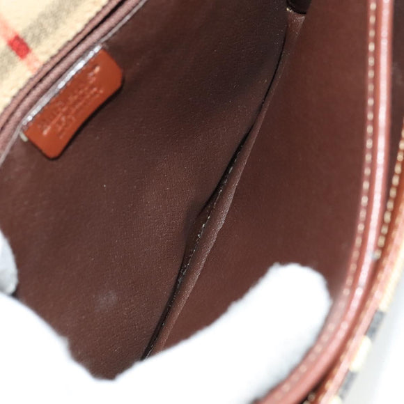 Burberrys Nova Check Shoulder Bag PVC Beige Brown gold Auth 110829