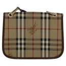 Burberrys Nova Check Shoulder Bag PVC Beige Brown gold Auth 110829-3