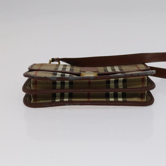 Burberrys Nova Check Shoulder Bag PVC Beige Brown gold Auth 110829