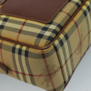 BURBERRY Nova Check Shoulder Bag PVC Beige Brown gold Auth 110832-14
