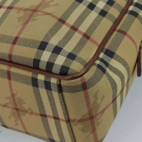 BURBERRY Nova Check Shoulder Bag PVC Beige Brown gold Auth 110832