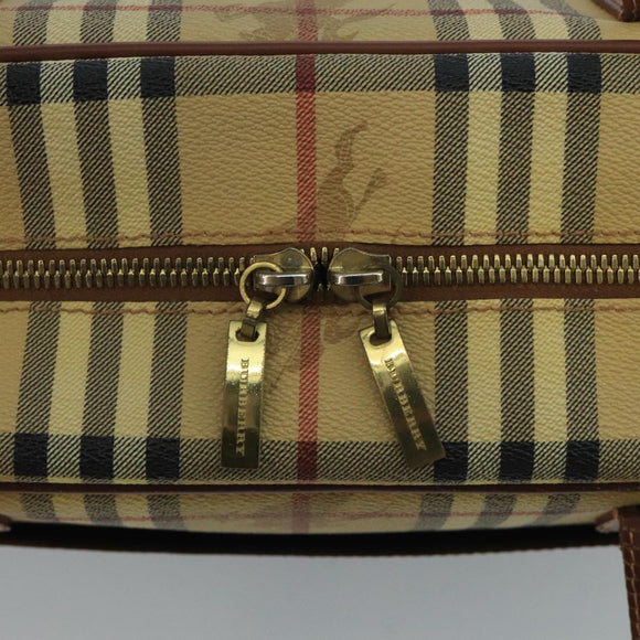 BURBERRY Nova Check Shoulder Bag PVC Beige Brown gold Auth 110832