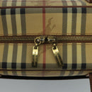 BURBERRY Nova Check Shoulder Bag PVC Beige Brown gold Auth 110832-10