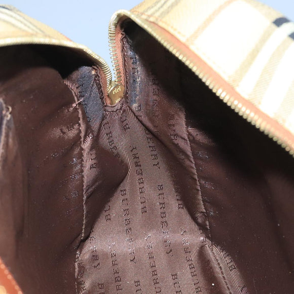 BURBERRY Nova Check Shoulder Bag PVC Beige Brown gold Auth 110832