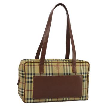 BURBERRY Nova Check Shoulder Bag PVC Beige Brown gold Auth 110832