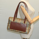 BURBERRY Nova Check Shoulder Bag PVC Beige Brown gold Auth 110832-22