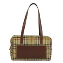 BURBERRY Nova Check Shoulder Bag PVC Beige Brown gold Auth 110832-13