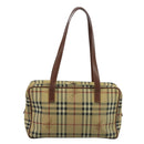 BURBERRY Nova Check Shoulder Bag PVC Beige Brown gold Auth 110832-2