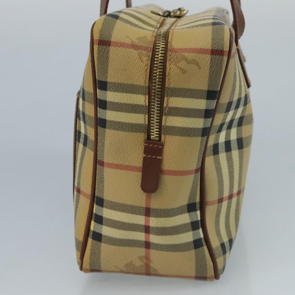 BURBERRY Nova Check Shoulder Bag PVC Beige Brown gold Auth 110832