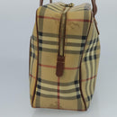 BURBERRY Nova Check Shoulder Bag PVC Beige Brown gold Auth 110832-4