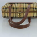 BURBERRY Nova Check Shoulder Bag PVC Beige Brown gold Auth 110832-7
