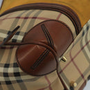 BURBERRY Nova Check Shoulder Bag PVC Suede Beige Brown gold Auth 110833-14