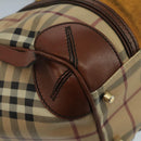 BURBERRY Nova Check Shoulder Bag PVC Suede Beige Brown gold Auth 110833-16
