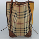 BURBERRY Nova Check Shoulder Bag PVC Suede Beige Brown gold Auth 110833-3