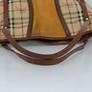 BURBERRY Nova Check Shoulder Bag PVC Suede Beige Brown gold Auth 110833-7
