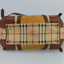 BURBERRY Nova Check Shoulder Bag PVC Suede Beige Brown gold Auth 110833-5