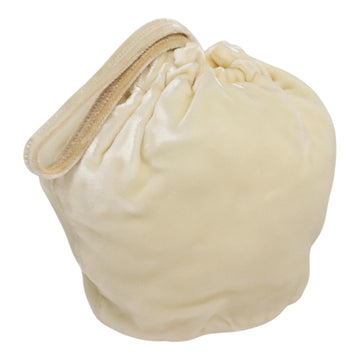 PRADA Accessory Pouch Velor Cream Auth 110839