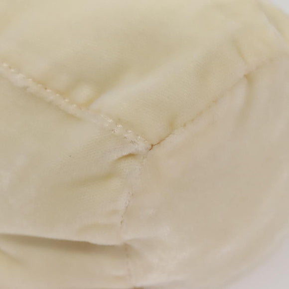 PRADA Accessory Pouch Velor Cream Auth 110839