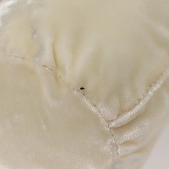 PRADA Accessory Pouch Velor Cream Auth 110839