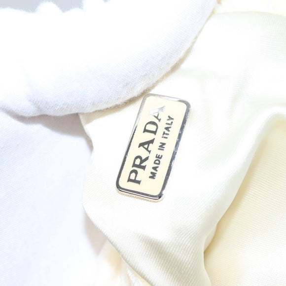 PRADA Accessory Pouch Velor Cream Auth 110839
