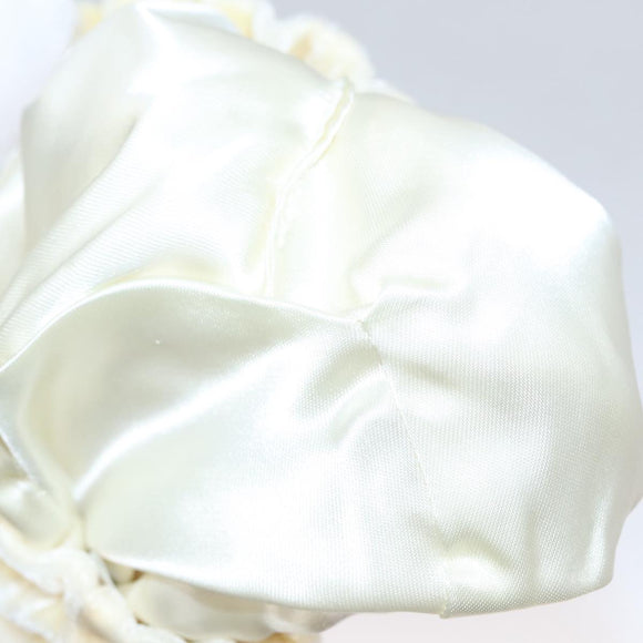 PRADA Accessory Pouch Velor Cream Auth 110839