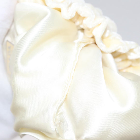 PRADA Accessory Pouch Velor Cream Auth 110839