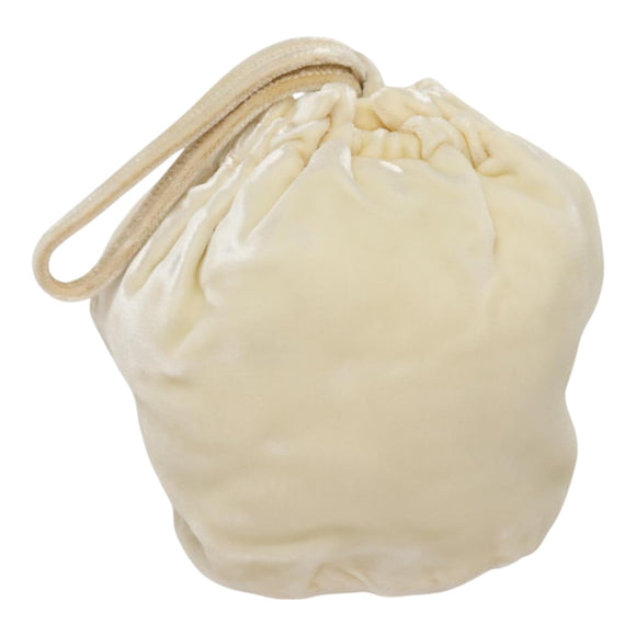 PRADA Accessory Pouch Velor Cream Auth 110839