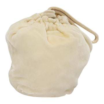 PRADA Accessory Pouch Velor Cream Auth 110839 - 0