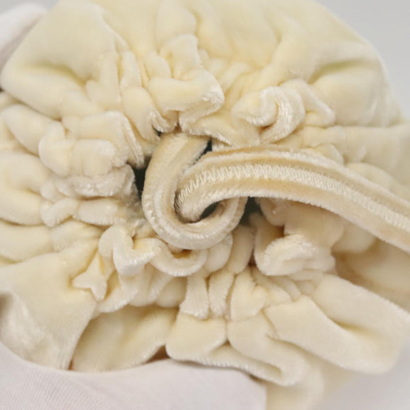 PRADA Accessory Pouch Velor Cream Auth 110839