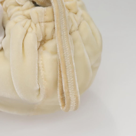 PRADA Accessory Pouch Velor Cream Auth 110839