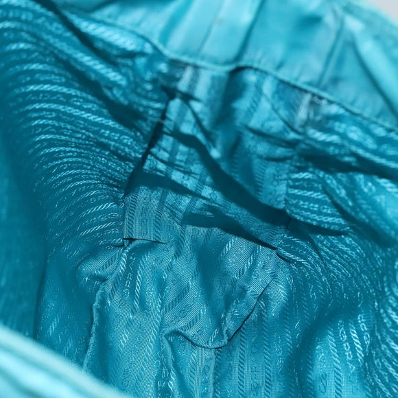 PRADA Shoulder Bag Nylon Turquoise Blue Silver Auth 110840