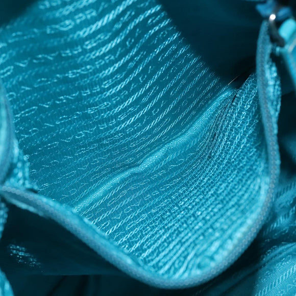 PRADA Shoulder Bag Nylon Turquoise Blue Silver Auth 110840
