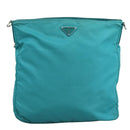 PRADA Shoulder Bag Nylon Turquoise Blue Silver Auth 110840-2