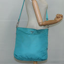 PRADA Shoulder Bag Nylon Turquoise Blue Silver Auth 110840-21
