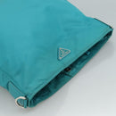 PRADA Shoulder Bag Nylon Turquoise Blue Silver Auth 110840-6