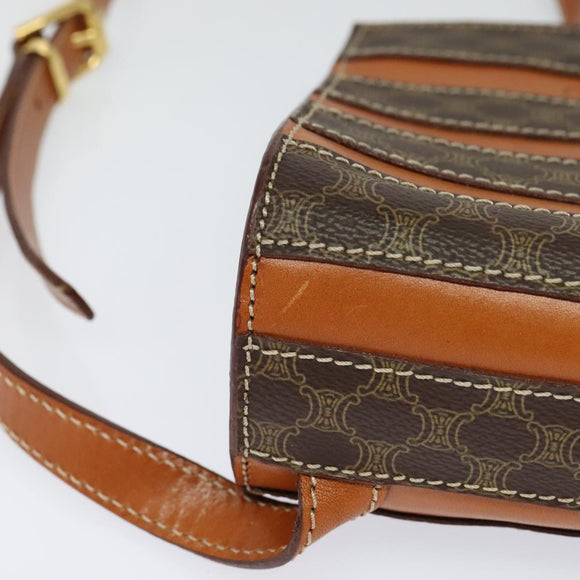 CELINE Macadam Canvas Backpack PVC Leather Brown Auth 110876