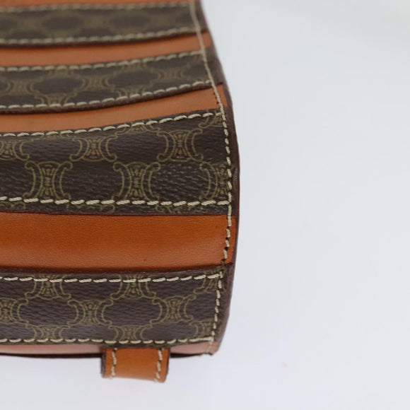 CELINE Macadam Canvas Backpack PVC Leather Brown Auth 110876