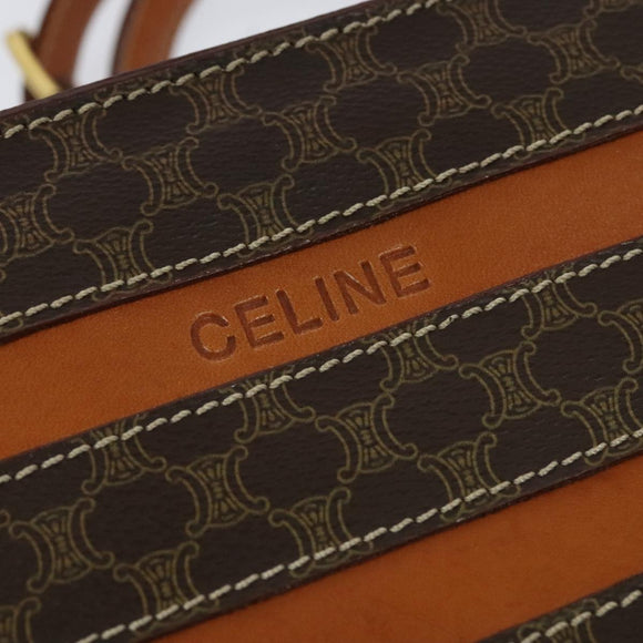 CELINE Macadam Canvas Backpack PVC Leather Brown Auth 110876