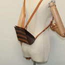 CELINE Macadam Canvas Backpack PVC Leather Brown Auth 110876-21