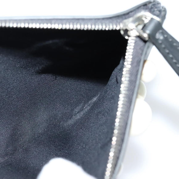 FENDI Triplet Clutch Bag Leather Black Auth 110887V