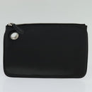 FENDI Triplet Clutch Bag Leather Black Auth 110887V-17