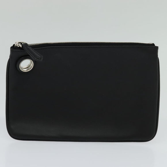FENDI Triplet Clutch Bag Leather Black Auth 110887V