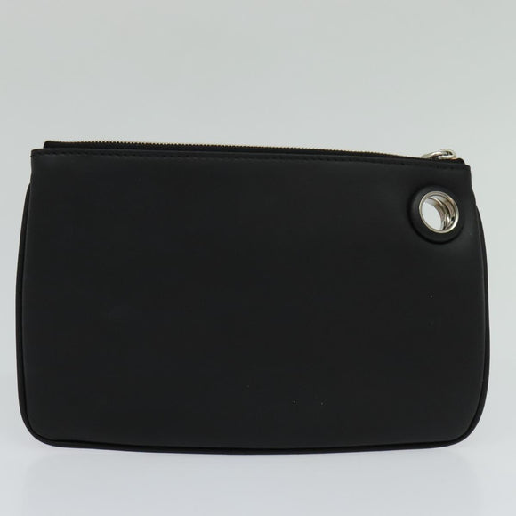 FENDI Triplet Clutch Bag Leather Black Auth 110887V