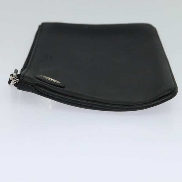 FENDI Triplet Clutch Bag Leather Black Auth 110887V