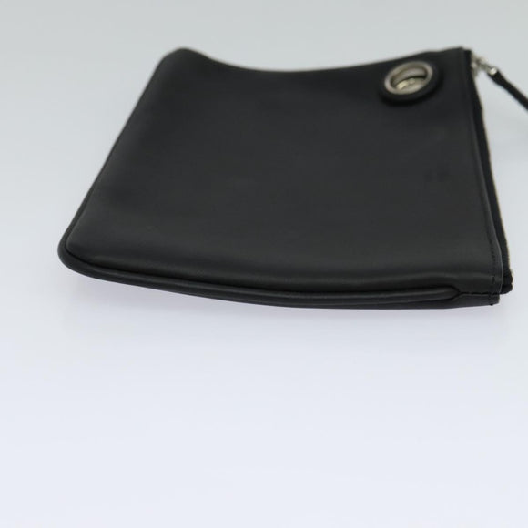 FENDI Triplet Clutch Bag Leather Black Auth 110887V