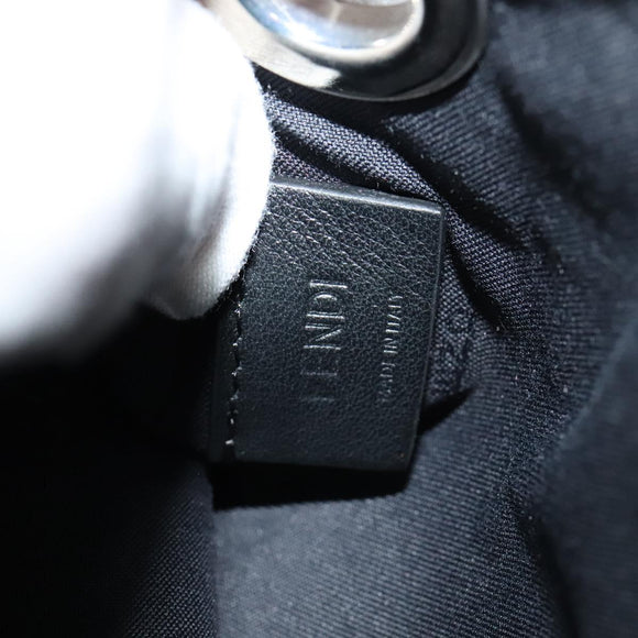 FENDI Triplet Clutch Bag Leather Black Auth 110887V